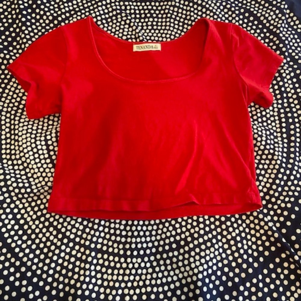 Short sleeved XL Red Crop Top